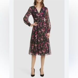 Ted Baker Dark Fairy Cottage Goth Adriela Fern Forest Dress Floral Black 1 US 4